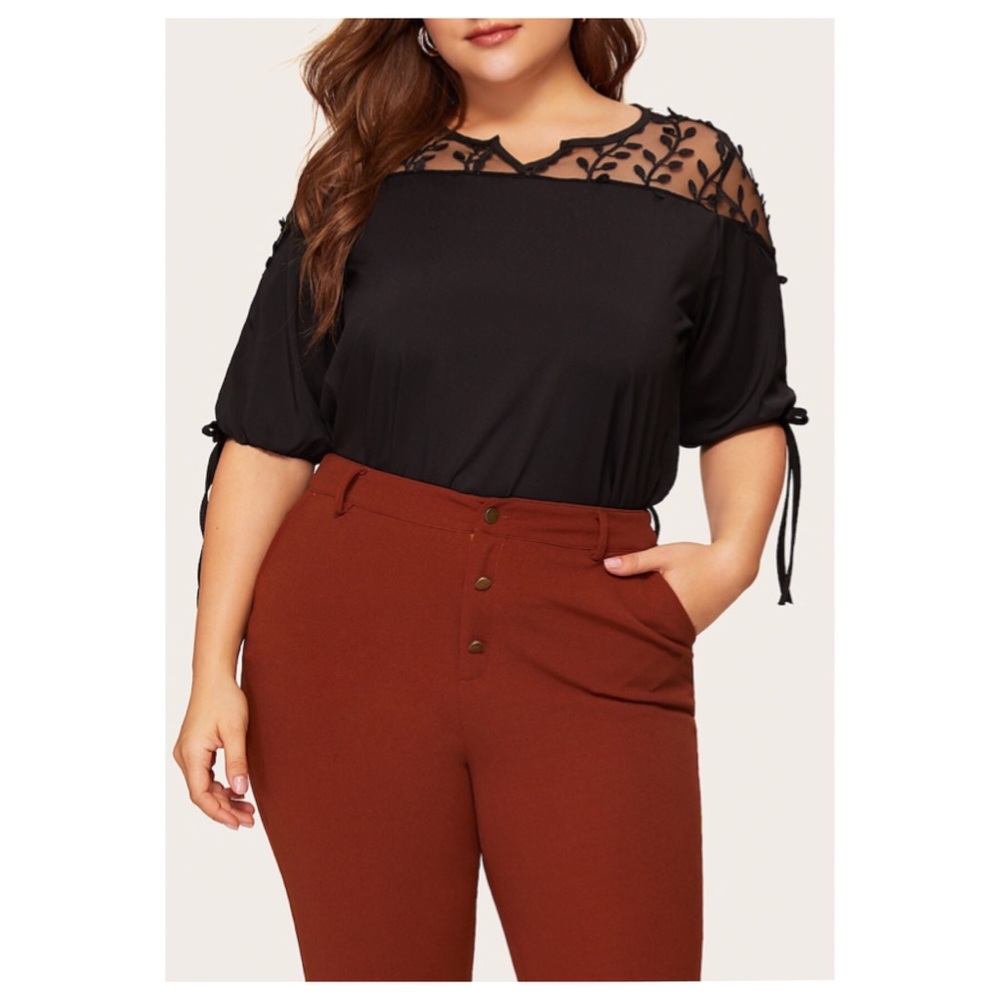 ➕Contrast mesh short sleeve top - Picture 7 of 7